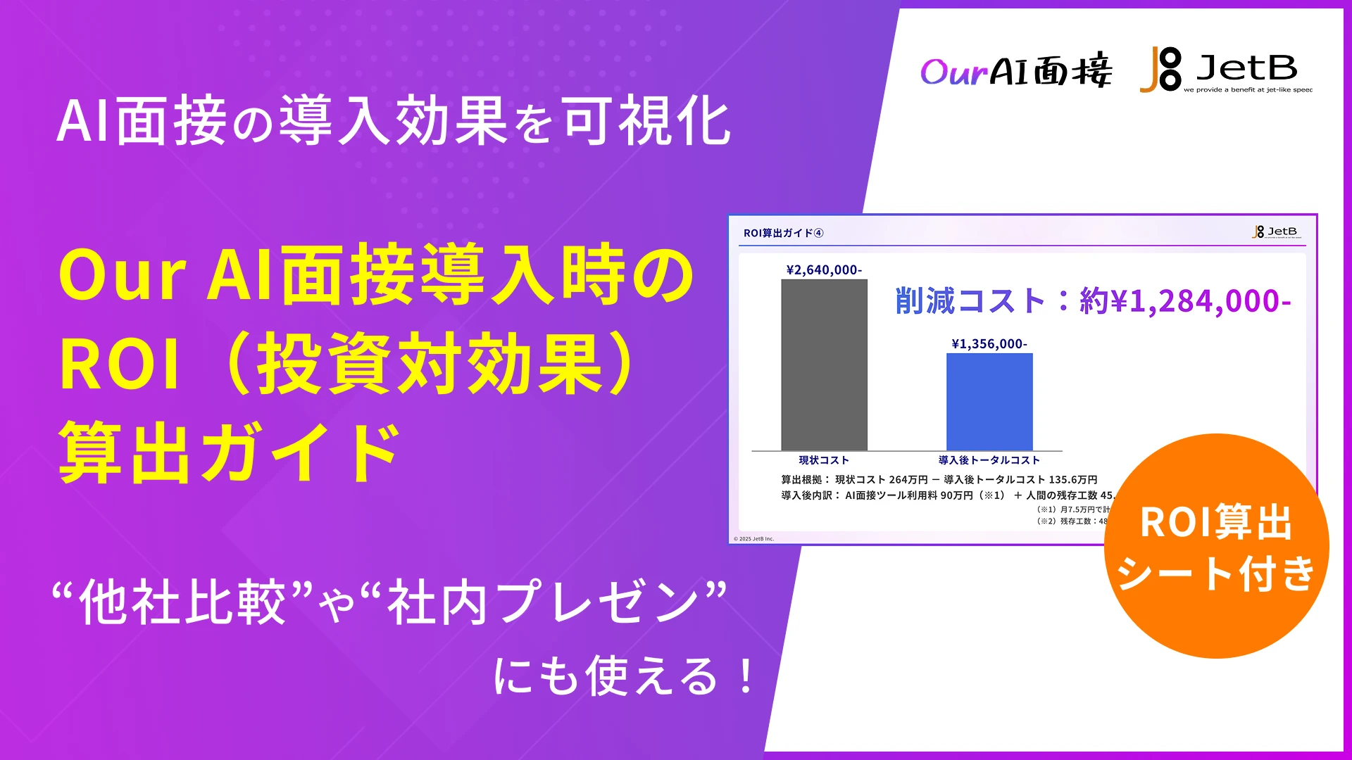 Our AI面接導入時の ROI（投資対効果） 算出ガイドのアイキャッチ