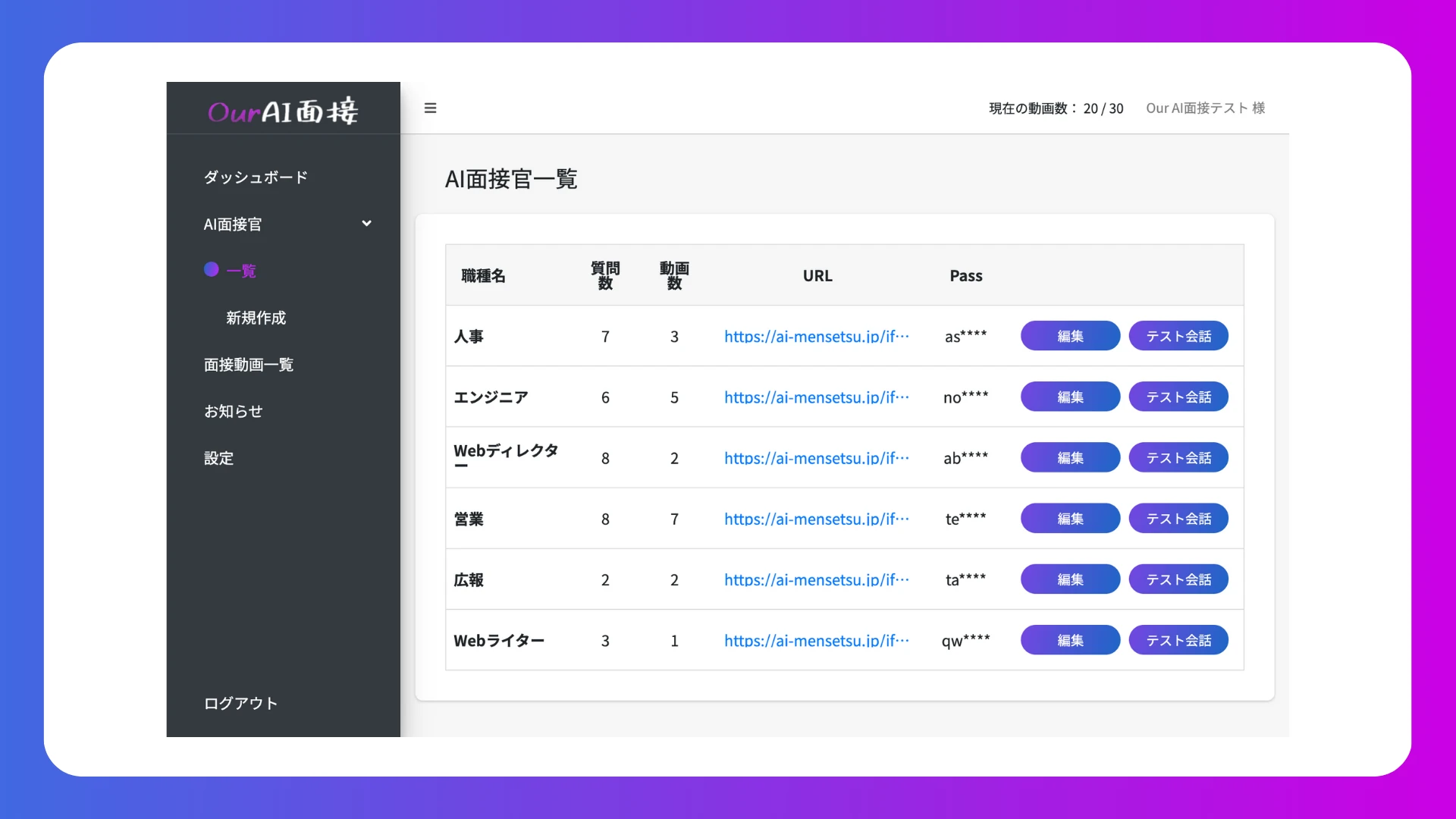 用途に合わせて複数体の作成が可能