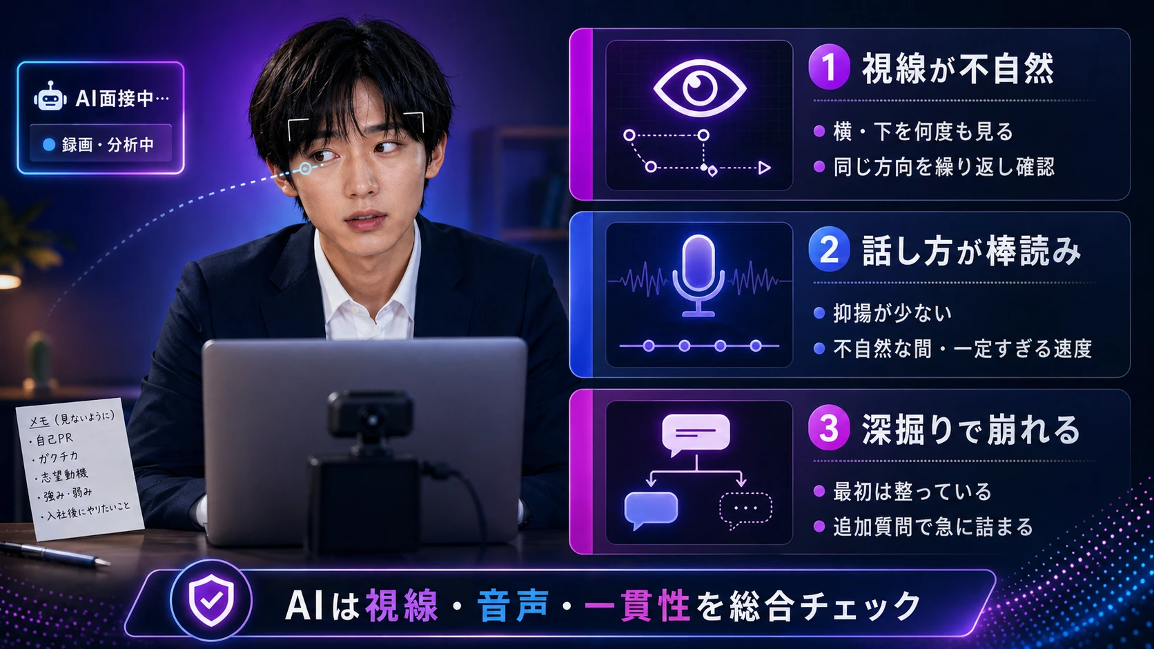 AI面接でカンペがバレる3つのサイン