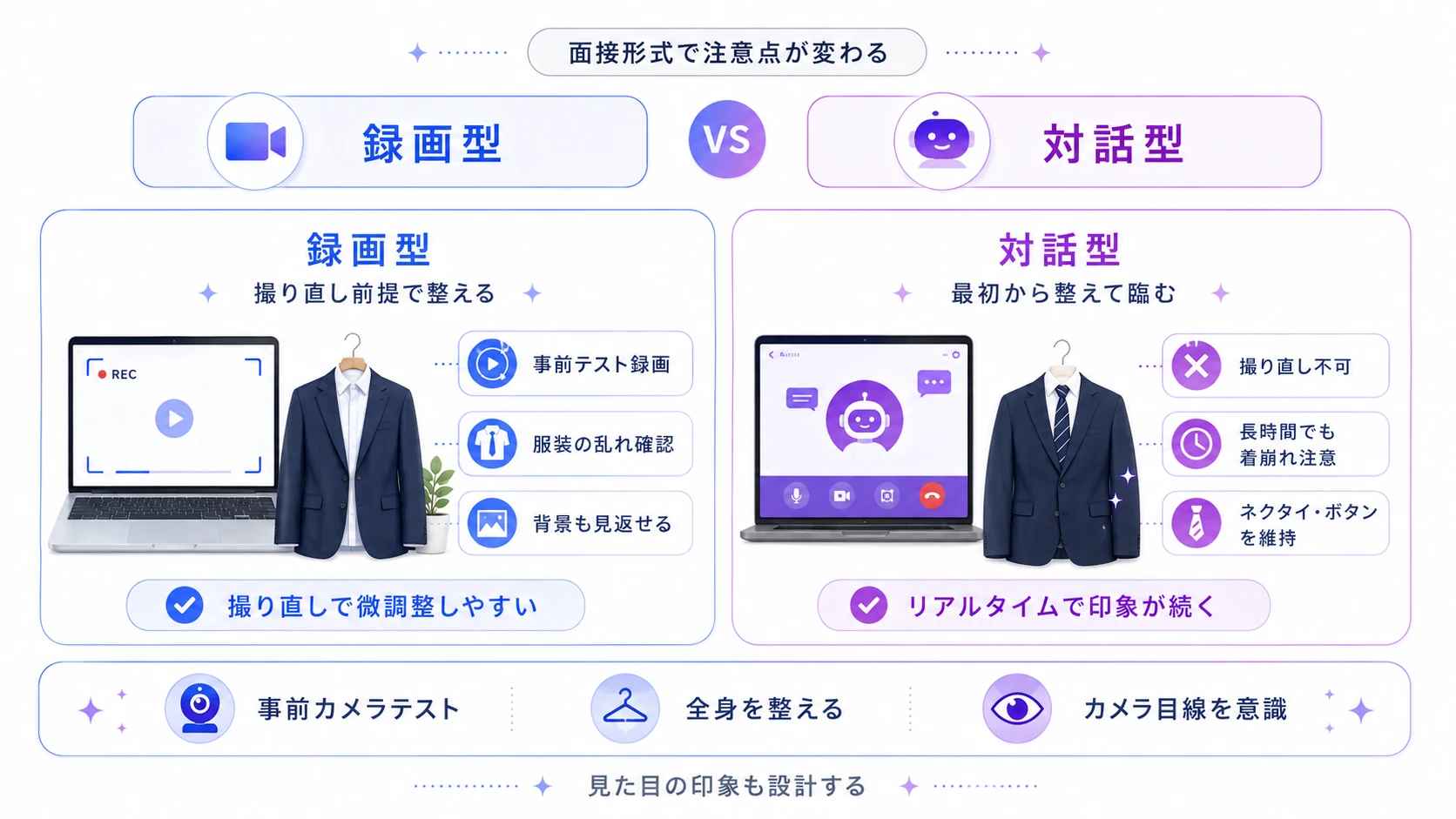 録画型・対話型など面接形式別の服装の注意点